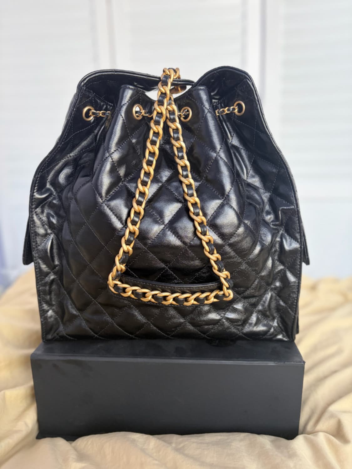 샤넬 25백 미디움 유광 카프스킨 초기 버전 초하이 상품이미지5