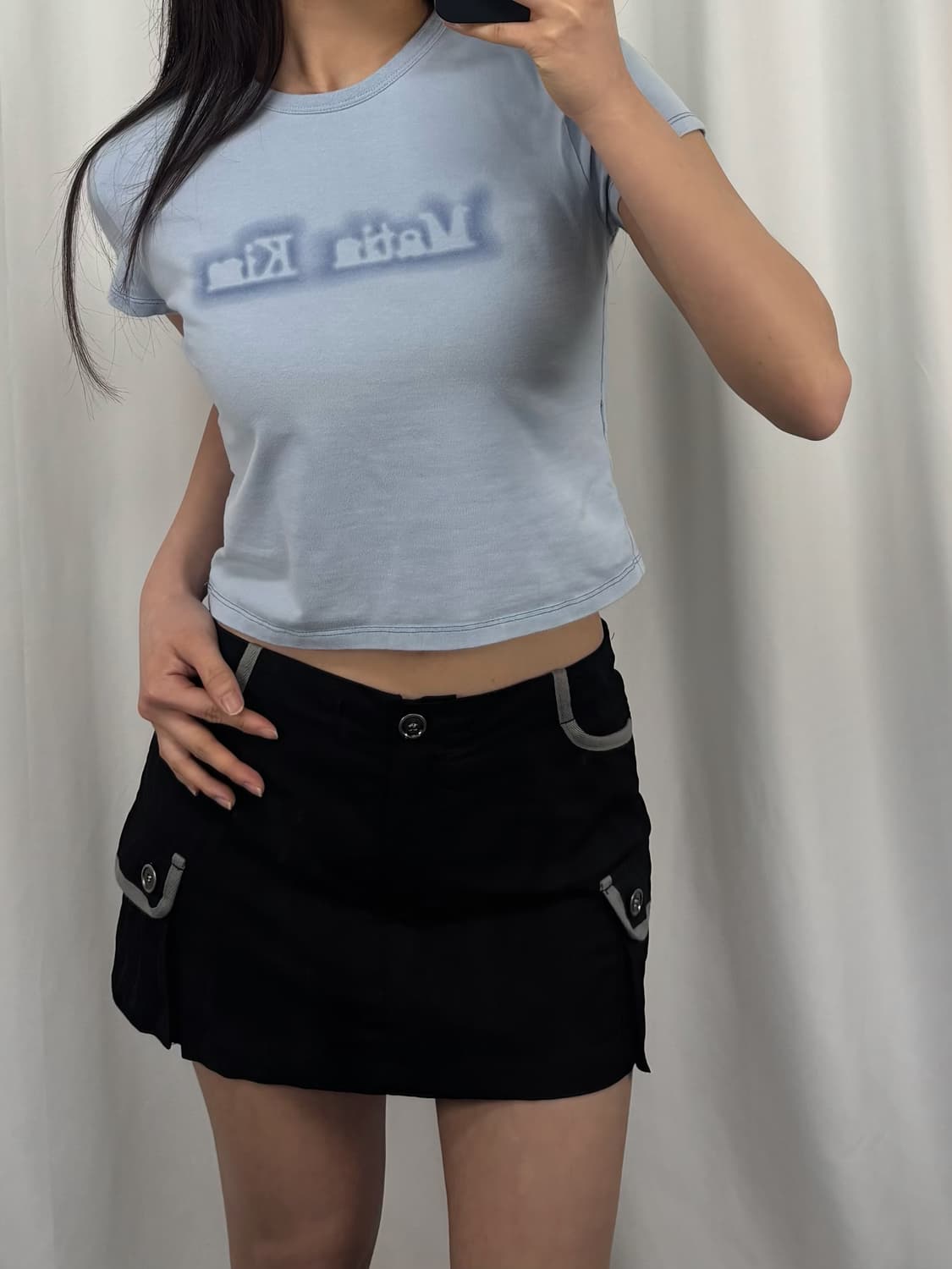 마뗑킴 빅로고 스카이 크롭 반팔 상품이미지3