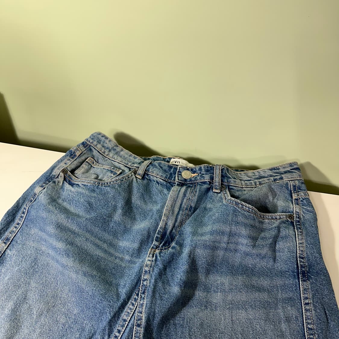 우먼XL 자라 우먼 A라인 빈티지워시드 롱 데님스커트 상품이미지2