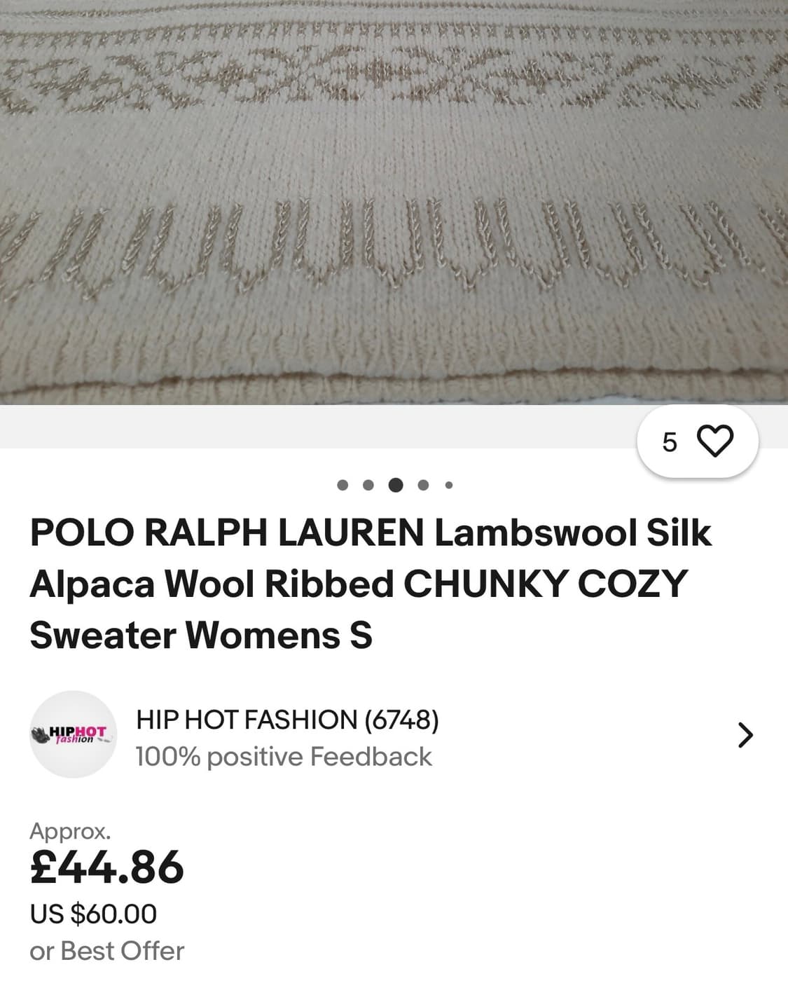 폴로 랄프로렌 울 알파카 실크혼방 크롭 목폴라 상품이미지7