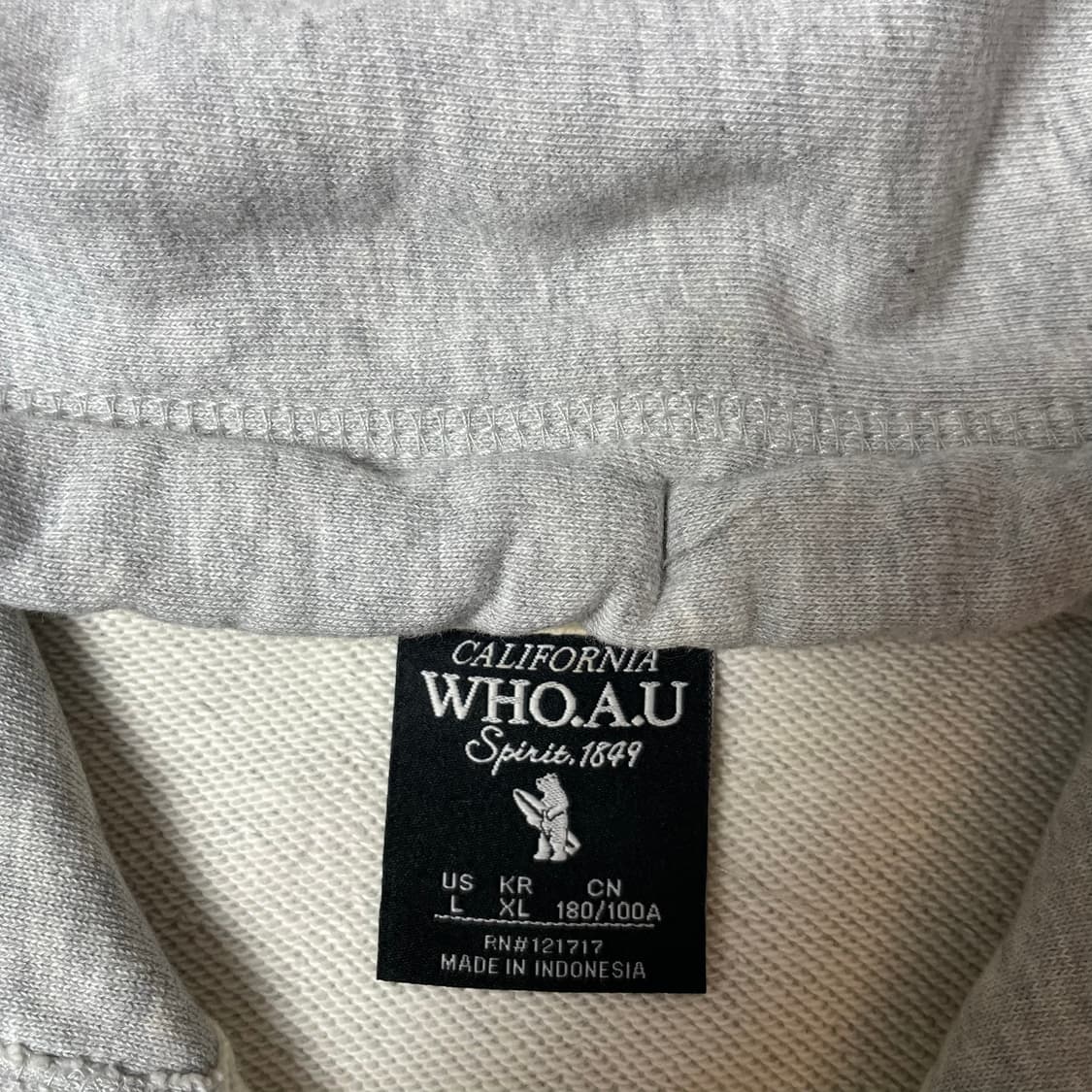 후아유 그레이 화이트 패치 후드집업 L 상품이미지4