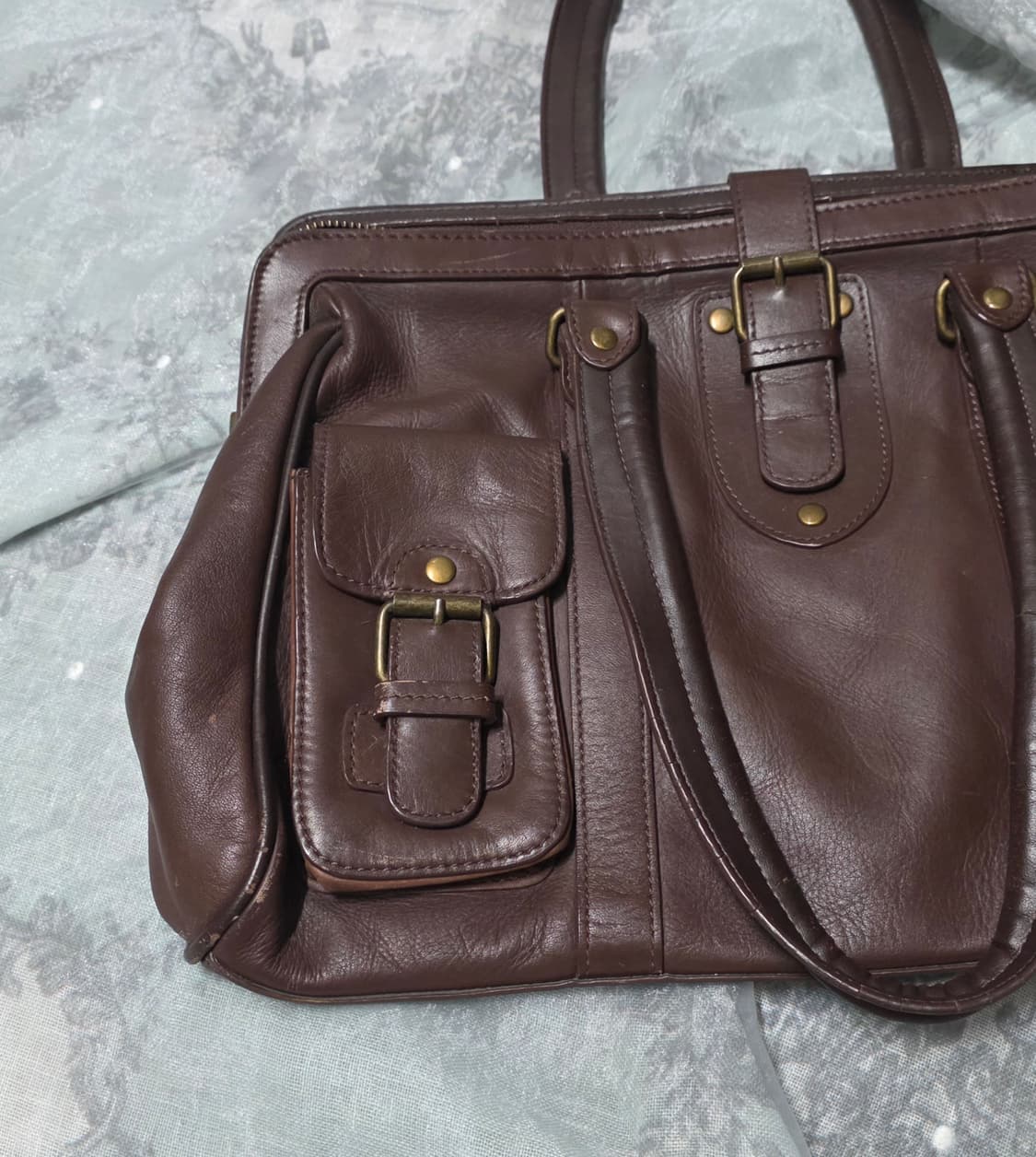 빈티지 브라운 레더 숄더백 y2k 모리 긱시크 라떼갸루 상품이미지2