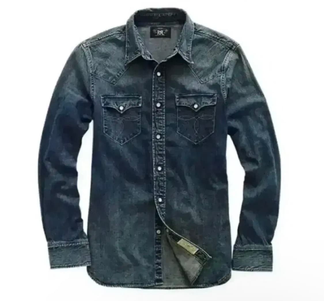 RRL 웨스턴 셔츠 슬림핏 더블알엘 다크워시 중청 상품이미지1