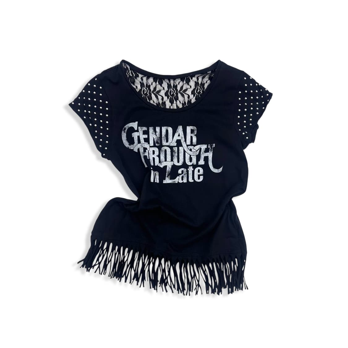 Stud Detail Back Mesh Punky Top 상품이미지1