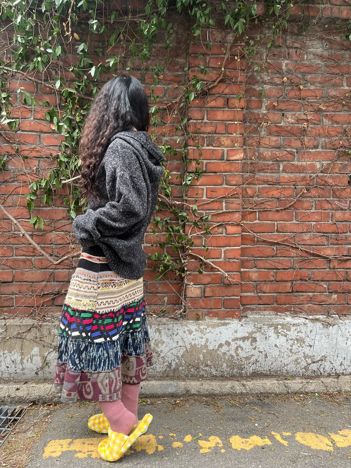 히피 패턴 니트 패치 스커트 상품이미지3