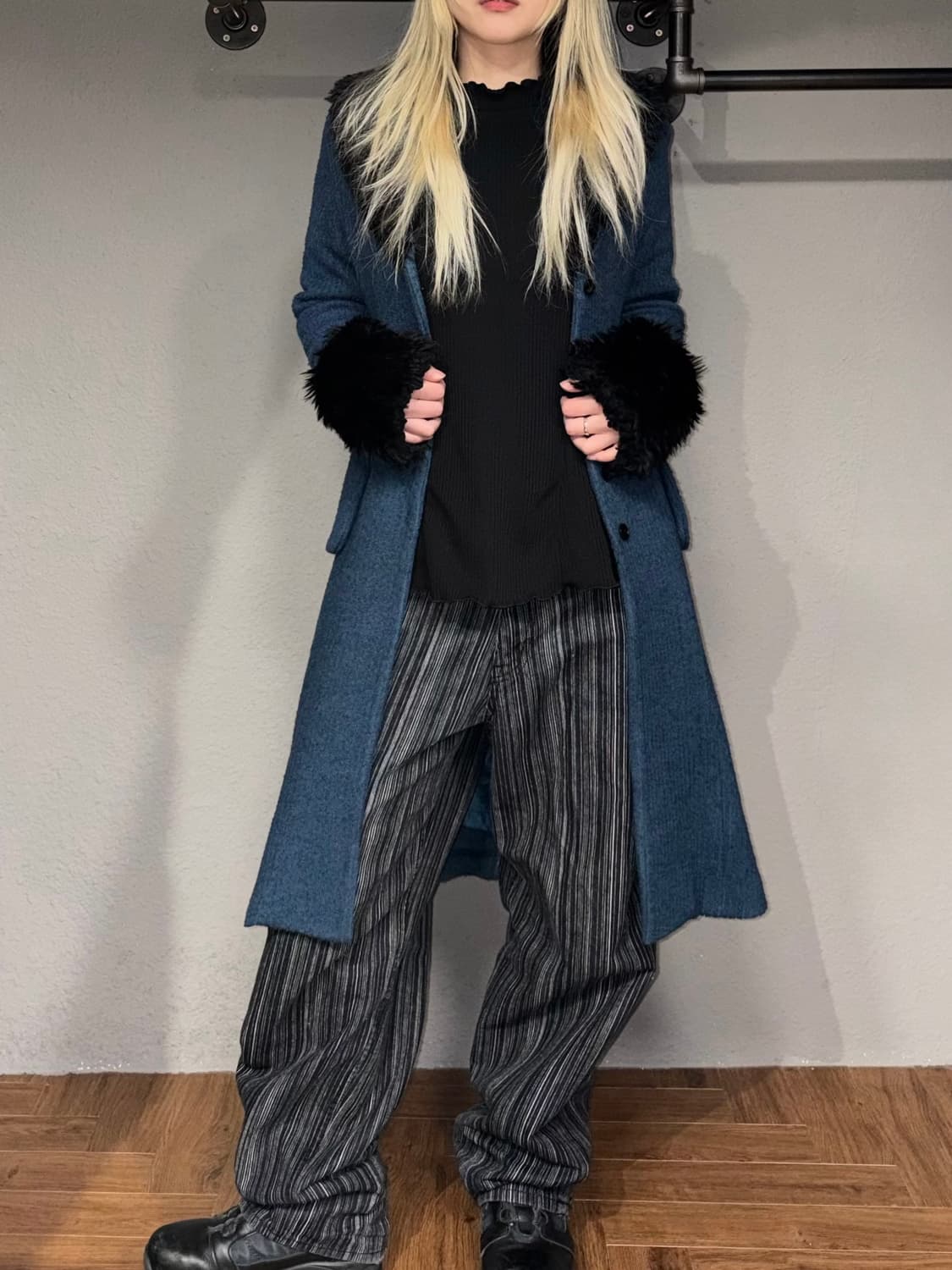 빈티지 퍼 트리밍 코트 상품이미지2