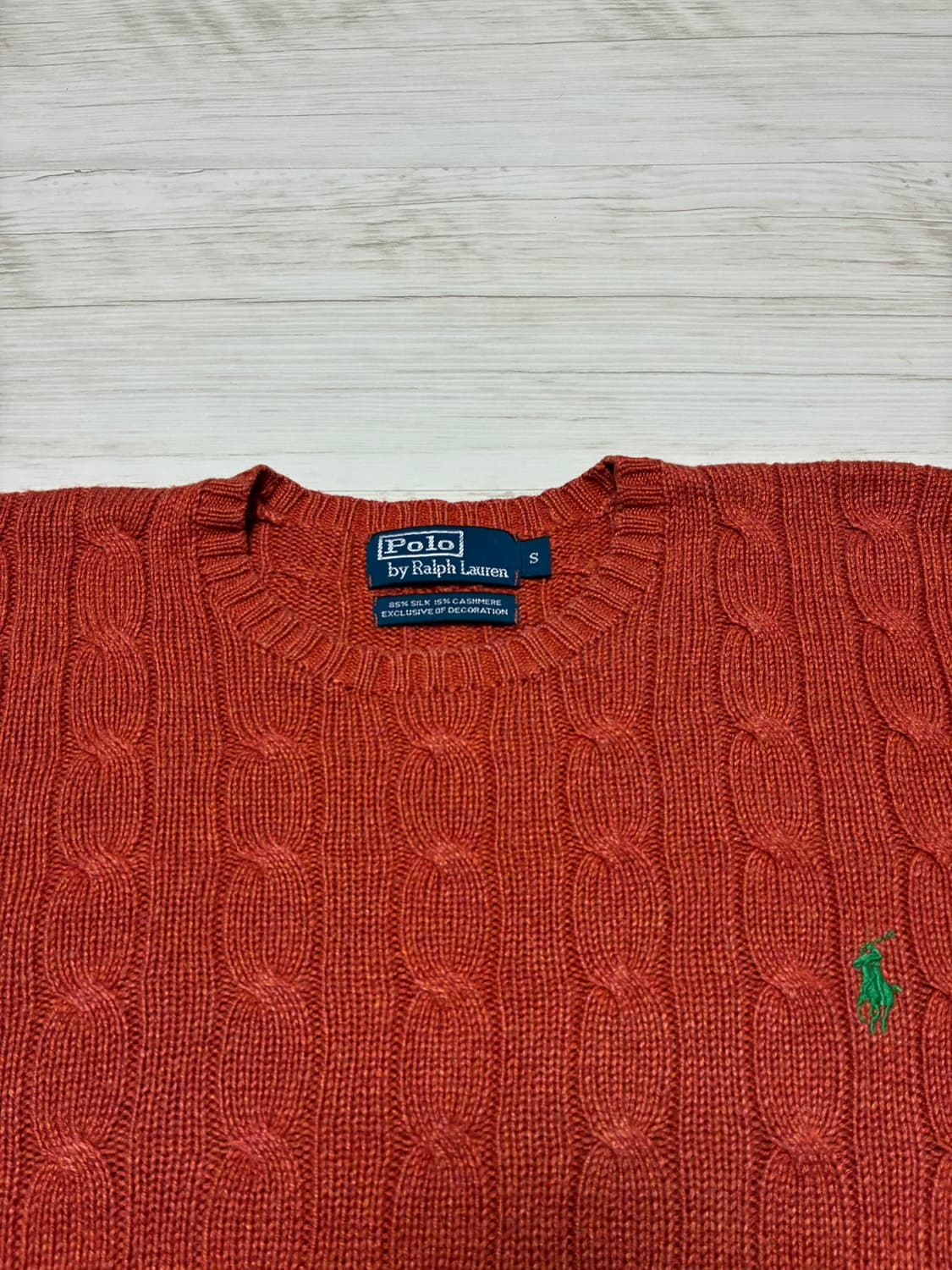 S 폴로 랄프로렌 캐시미어 꽈배기 니트 오렌지 상품이미지5