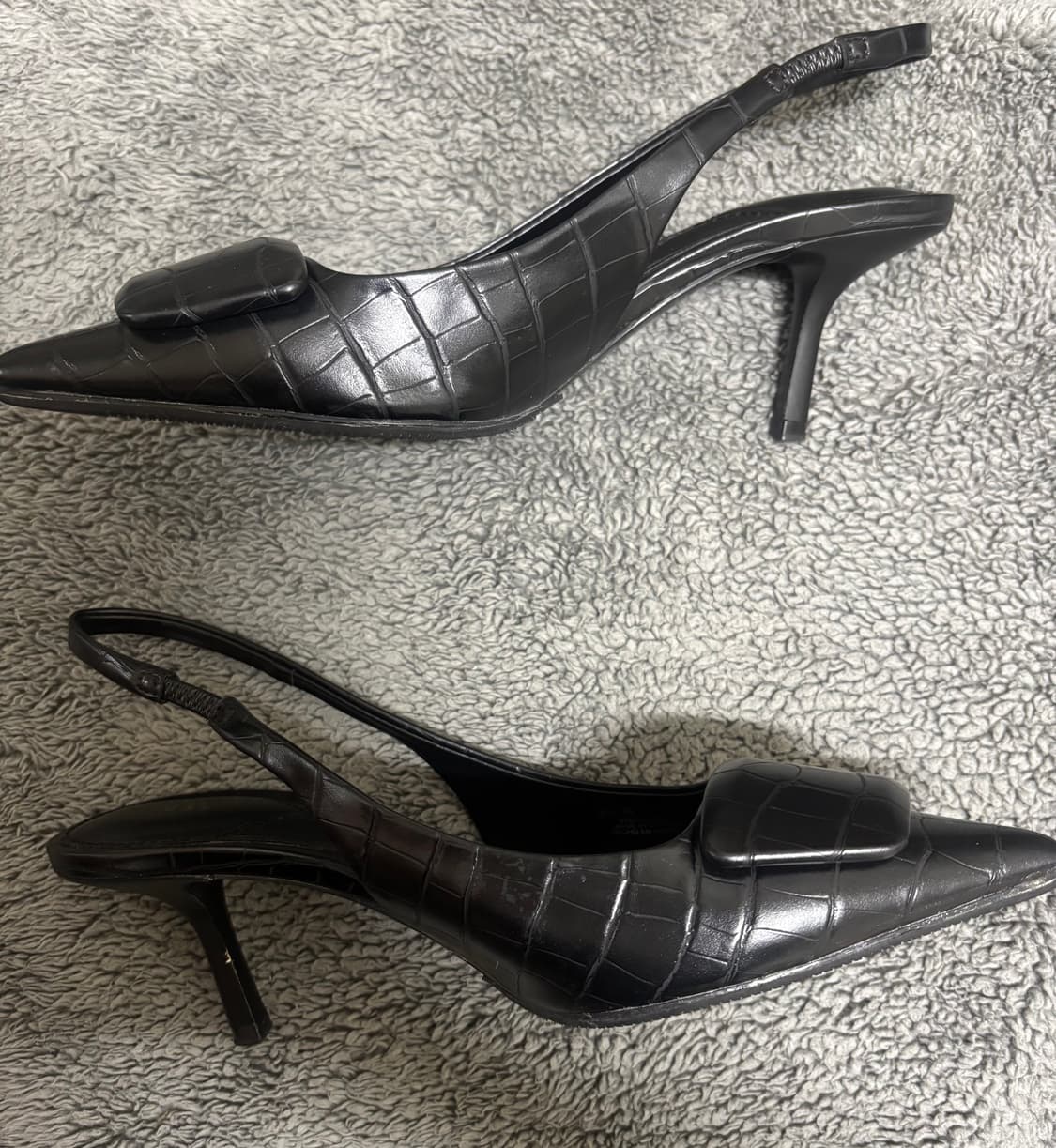 자라 블랙 크로크 힐 슬링백 슈즈 상품이미지3