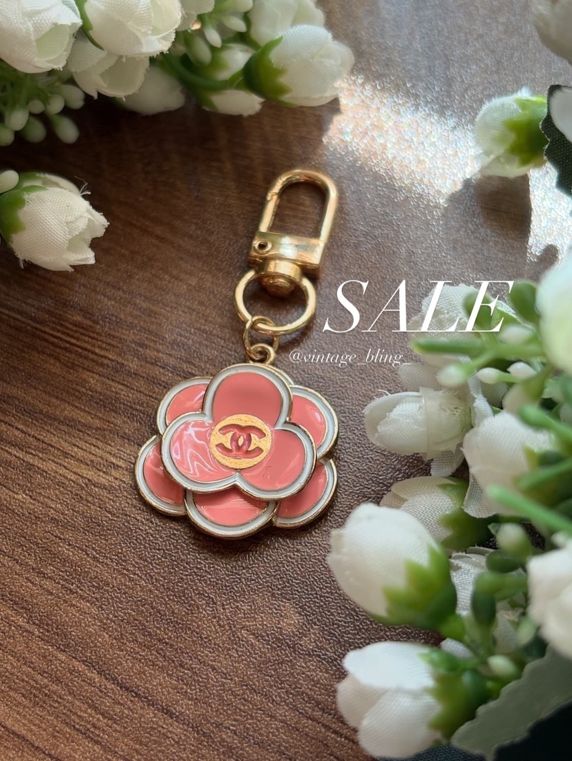 블랙) 샤넬 까멜리아 플라워 골드 백참 키링 키체인 상품이미지4