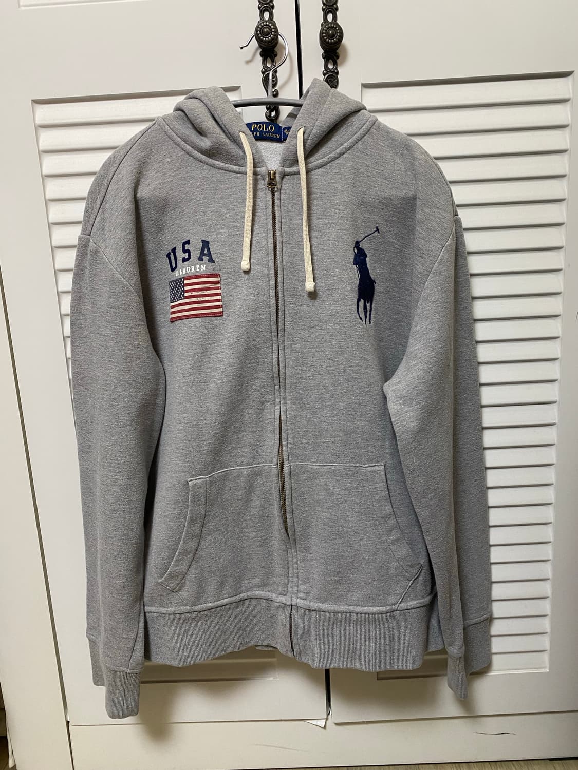 폴로 POLO 빅포니 성조기 USA 그레이 후드집업 XL 상품이미지1