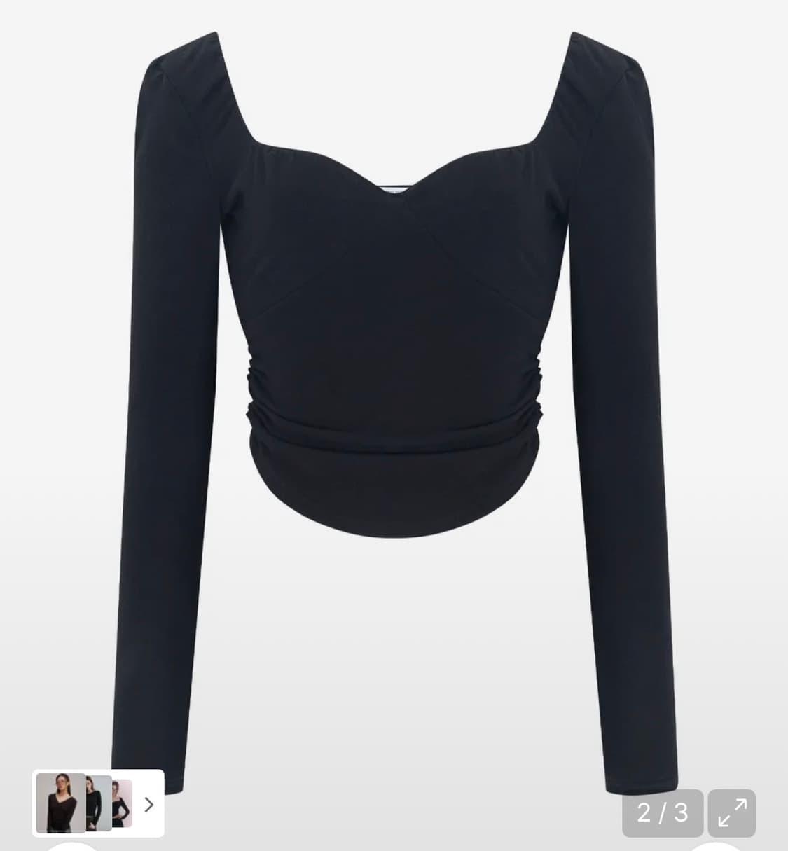 플리즈노팔로우 플노팔 미스티 셔링 롱 슬리브 탑 블랙 상품이미지1