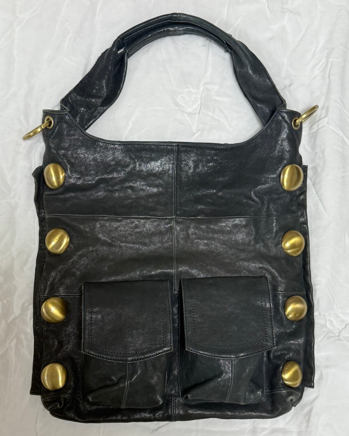 블랙 레더 숄더백 상품이미지3