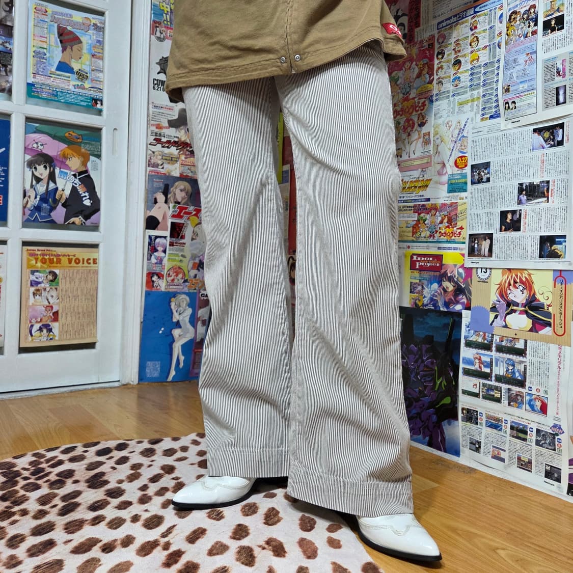 갭 그레이 스트라이프 로우라이즈 팬츠 상품이미지1