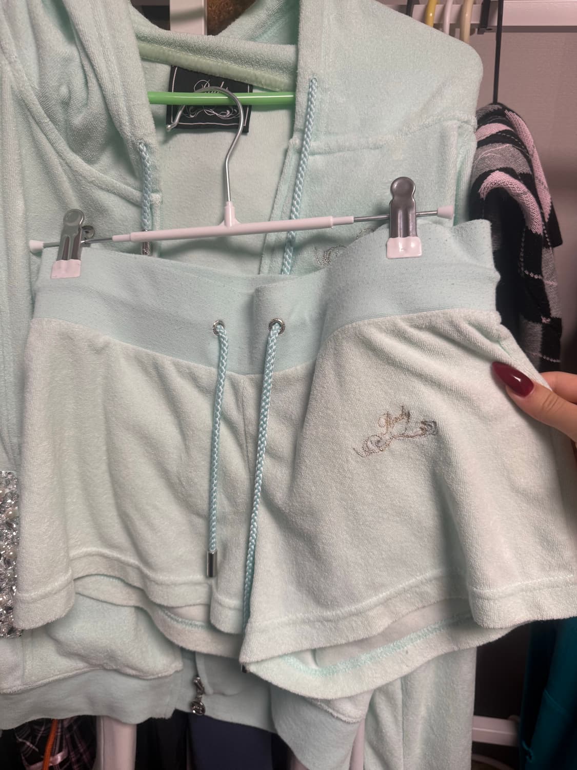 갸루 레디 Rady 쥬얼 큐빅 민트 후드집업 세트 상품이미지2