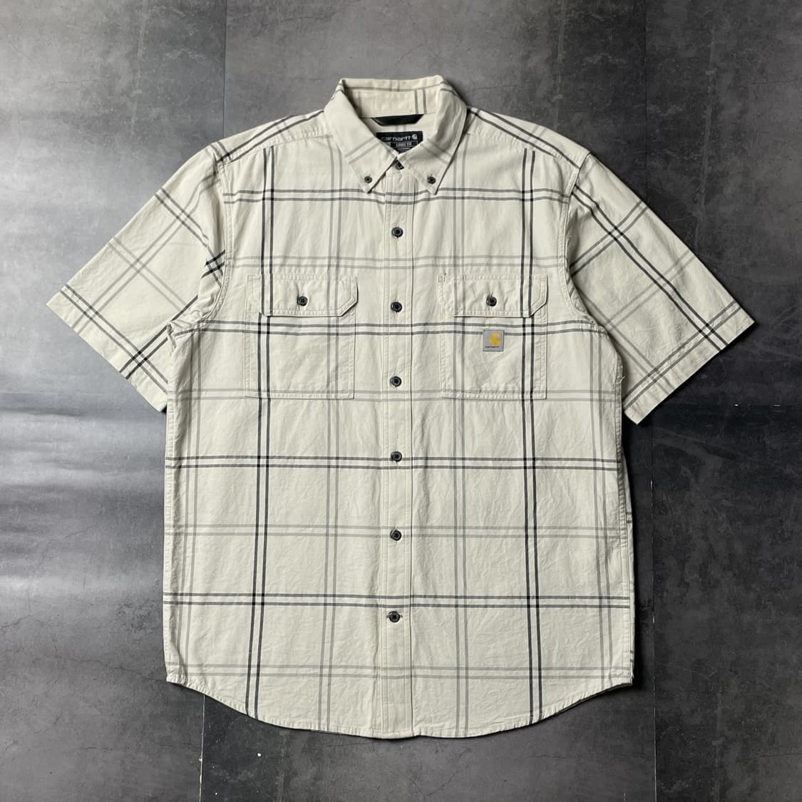 CARHARTT 칼하트 아이보리 체크 다운버튼 반팔 워크셔츠 A01080 상품이미지1
