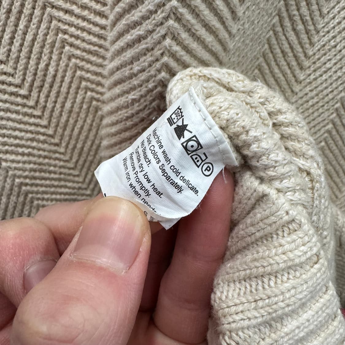 00s 챕스 헤링본 텍스쳐 코튼 니트 전면 로고 포인트 아이보리 상품이미지7