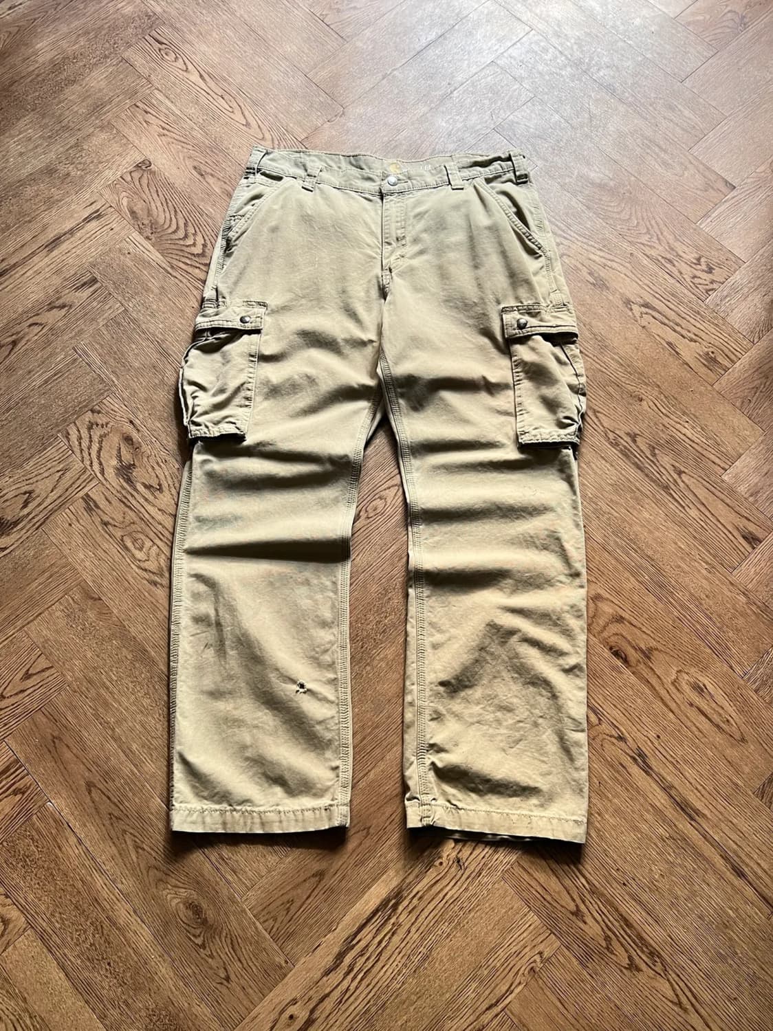 [36]칼하트 USA 더티워싱 베이지 카고 팬츠 상품이미지1