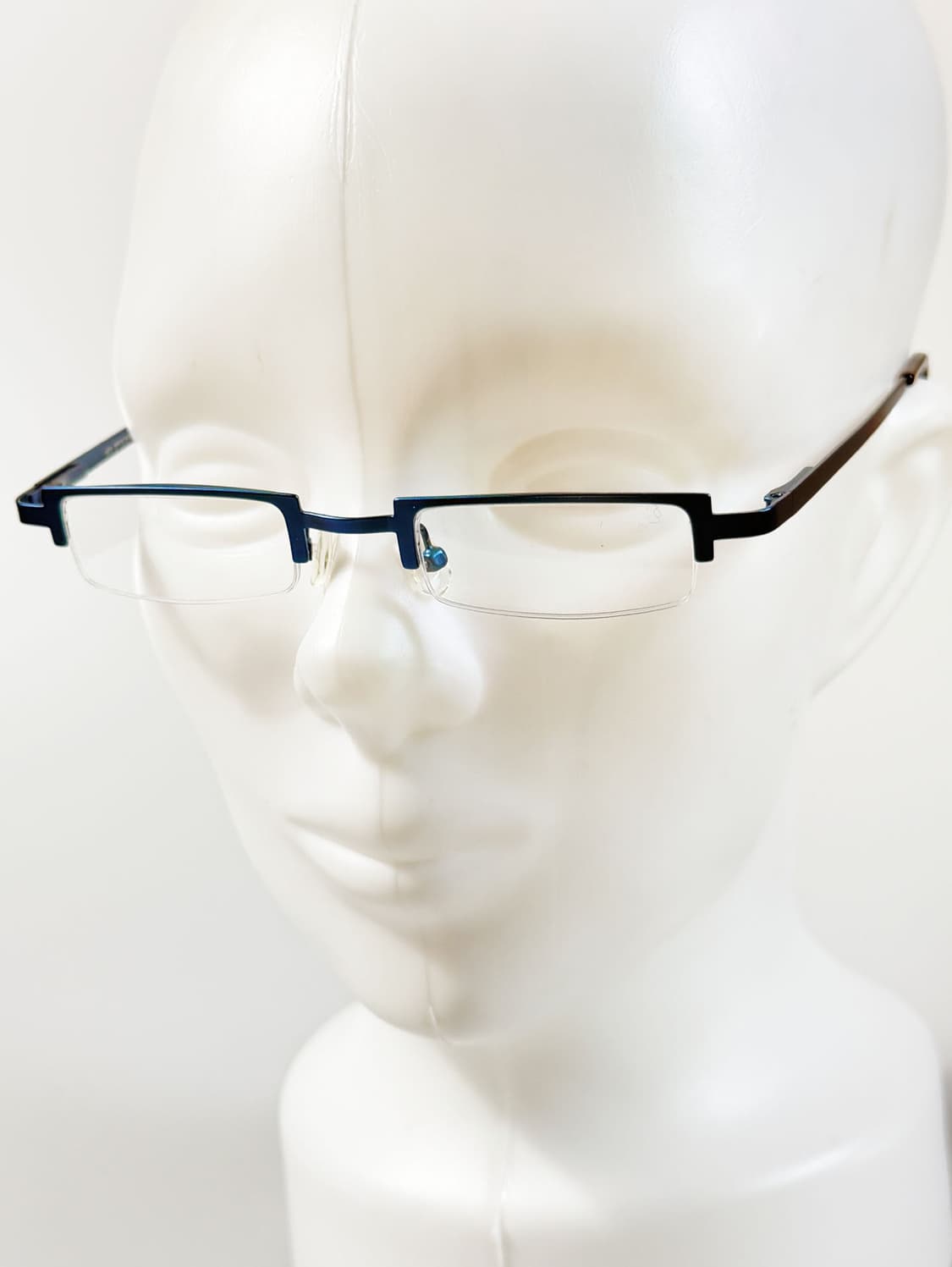 90s 유럽제 LES OPTICIENS 블루 반무테 빈티지 안경 상품이미지8