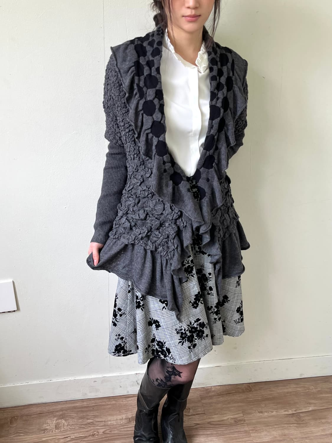 Via Faburrica 도트 오버넥 가디건 상품이미지8