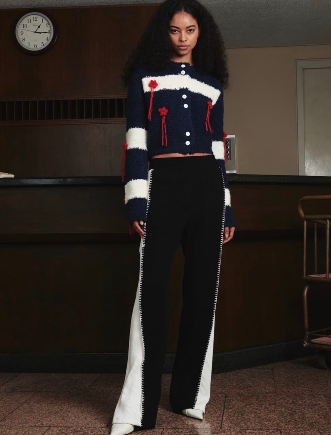 Kijun 코멧 니트 가디건 네이비 오프화이트 상품이미지2