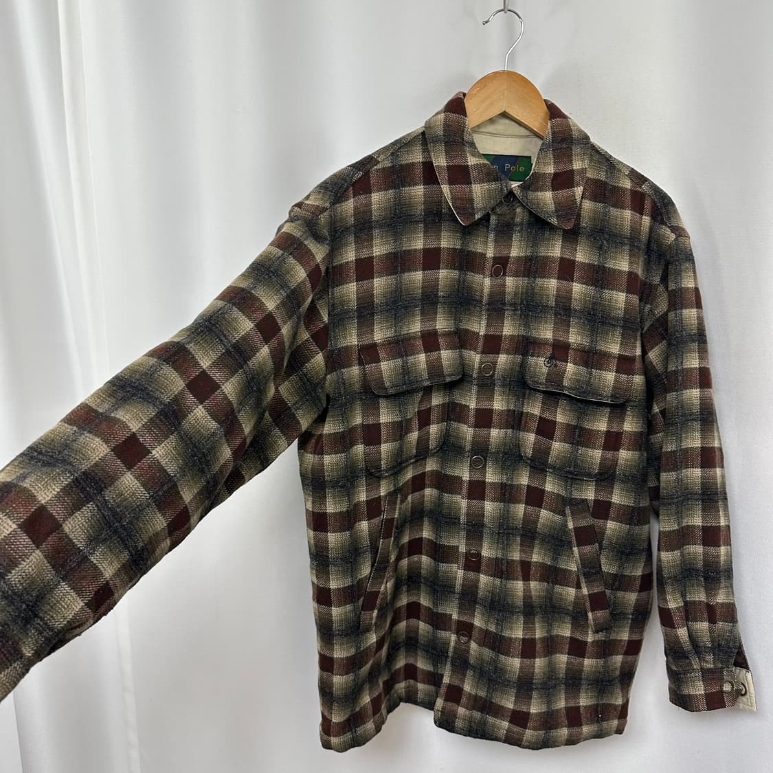   빈폴 남자 도톰한 체크 똑딱이 셔츠 자켓 90  EIW 상품이미지3