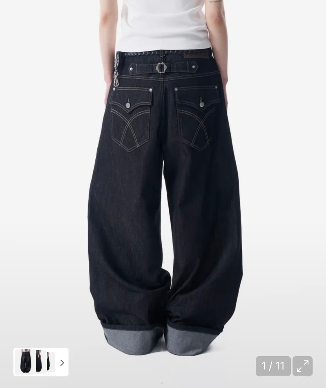 아캄 Cinch back denim pants (Black) 2 상품이미지2