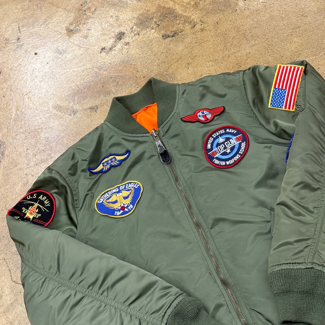 알파 인더스트리 양면 멀티 와팬 패치 카키 오렌지 항공점퍼 자켓 상품이미지1