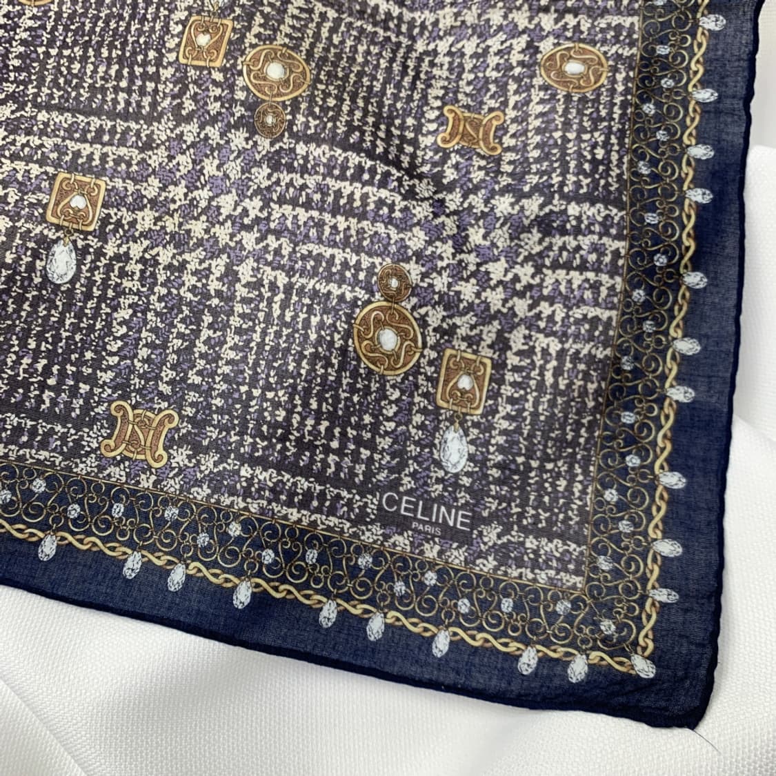 [정품] Celine 셀린느 쥬얼리로고 빈티지 쁘띠스카프 손수건 상품이미지2