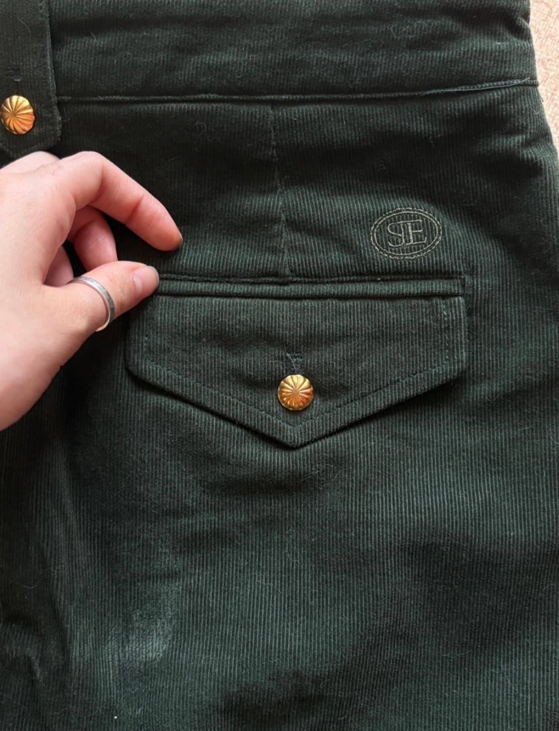 시엔느 코듀로이 스커트 그린 S 상품이미지2