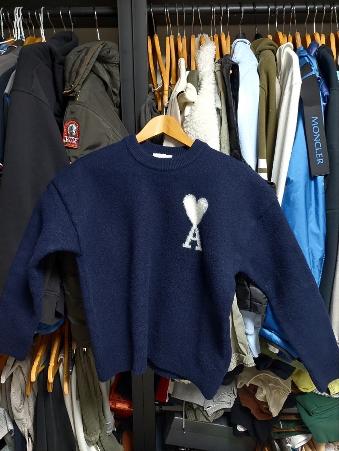 아미 빅하트 로고 네이비 울니트 사이즈줌 상품이미지1