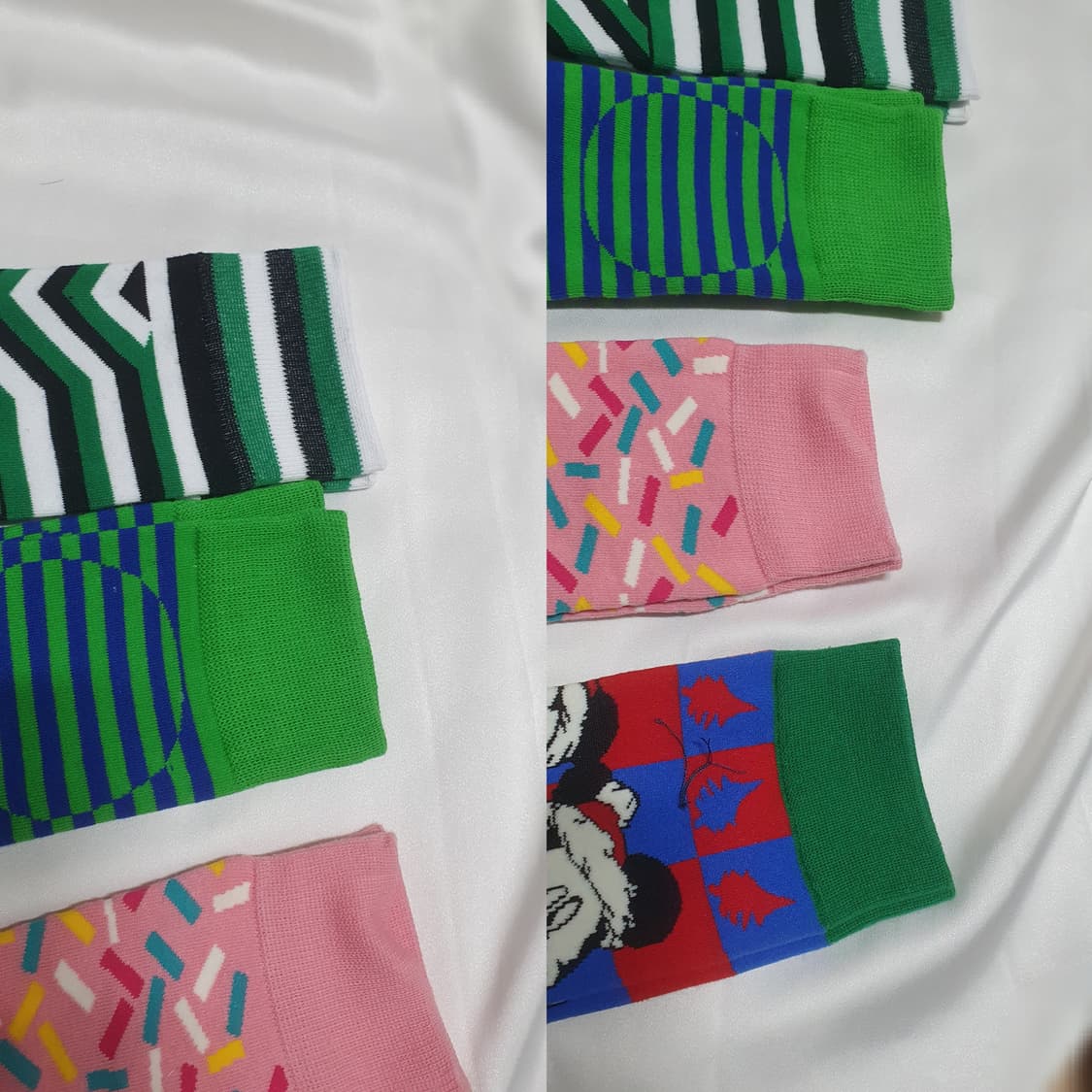 그린 핑크 옐로우 레드 스트라이프 물결 도트 아이스크림 해피삭스 양말  상품이미지4