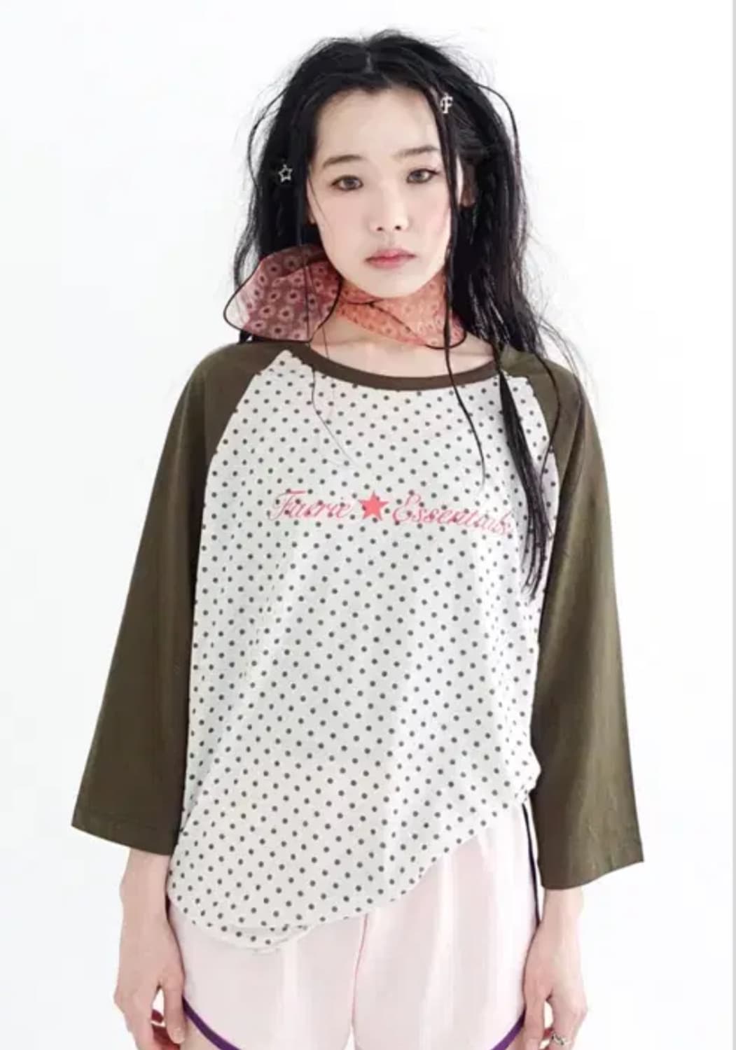 샵페어리 도트 카키티 상품이미지1