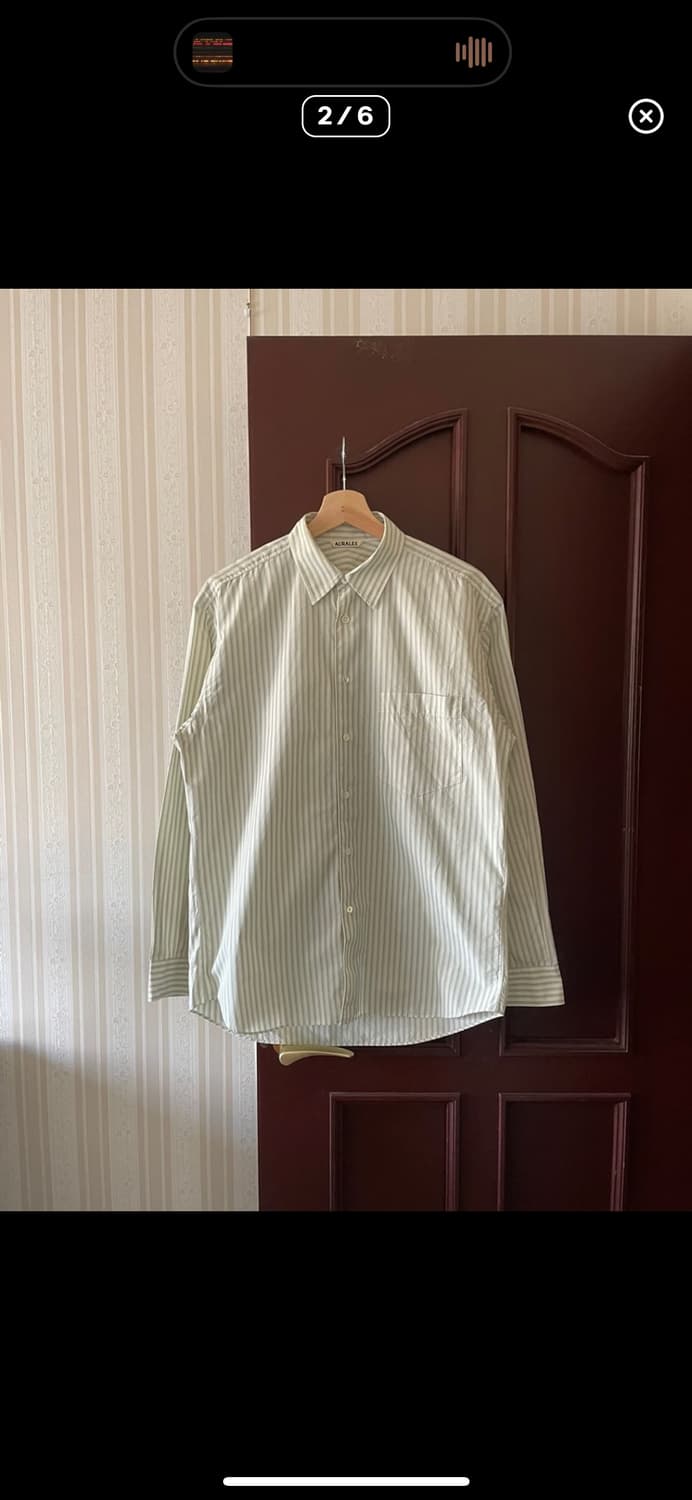 오라리 그린 스트라이프 셔츠 사이즈 3 상품이미지2