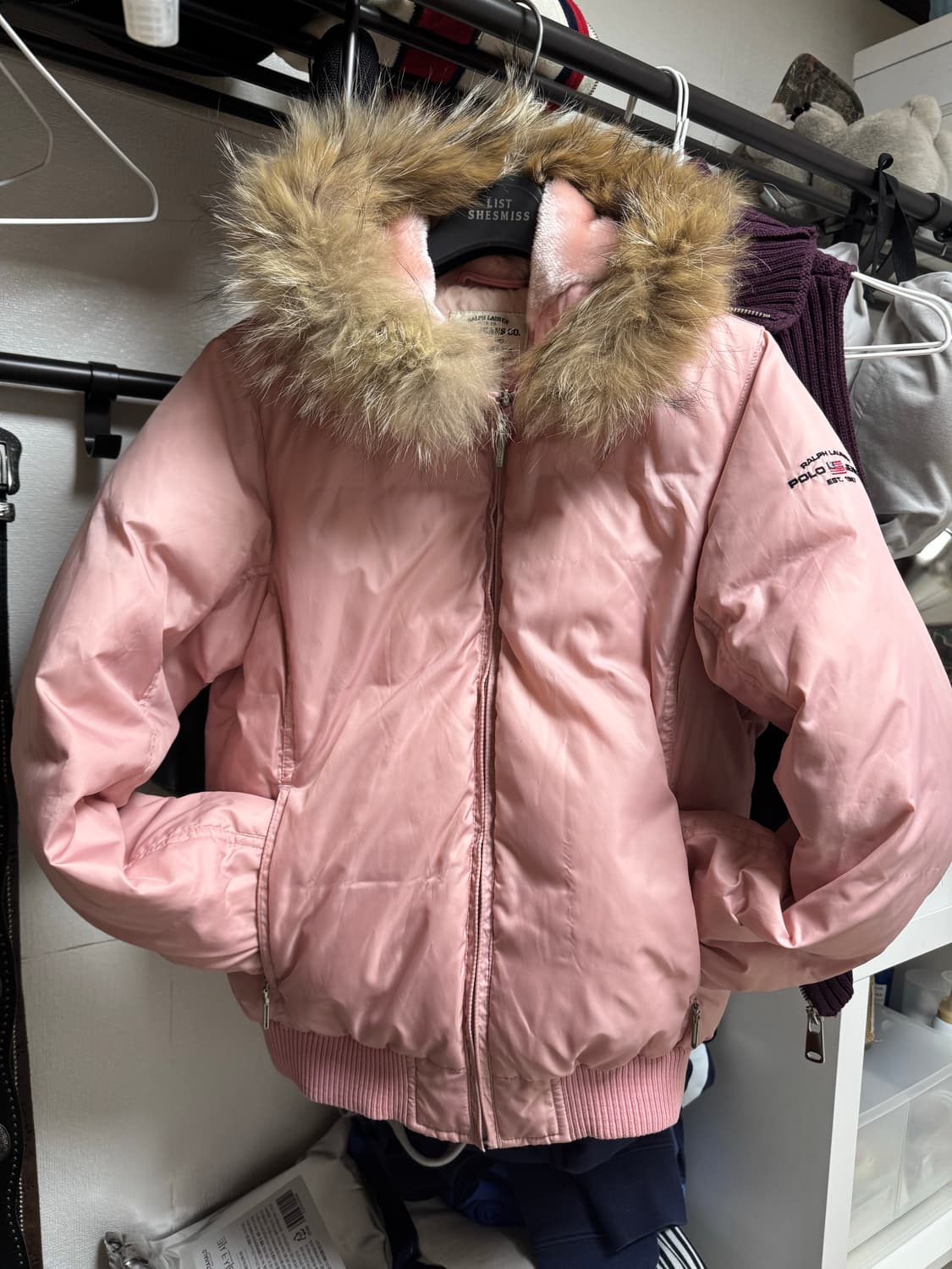 폴로 진스 울프죠 핑크우유 패딩 S 상품이미지2