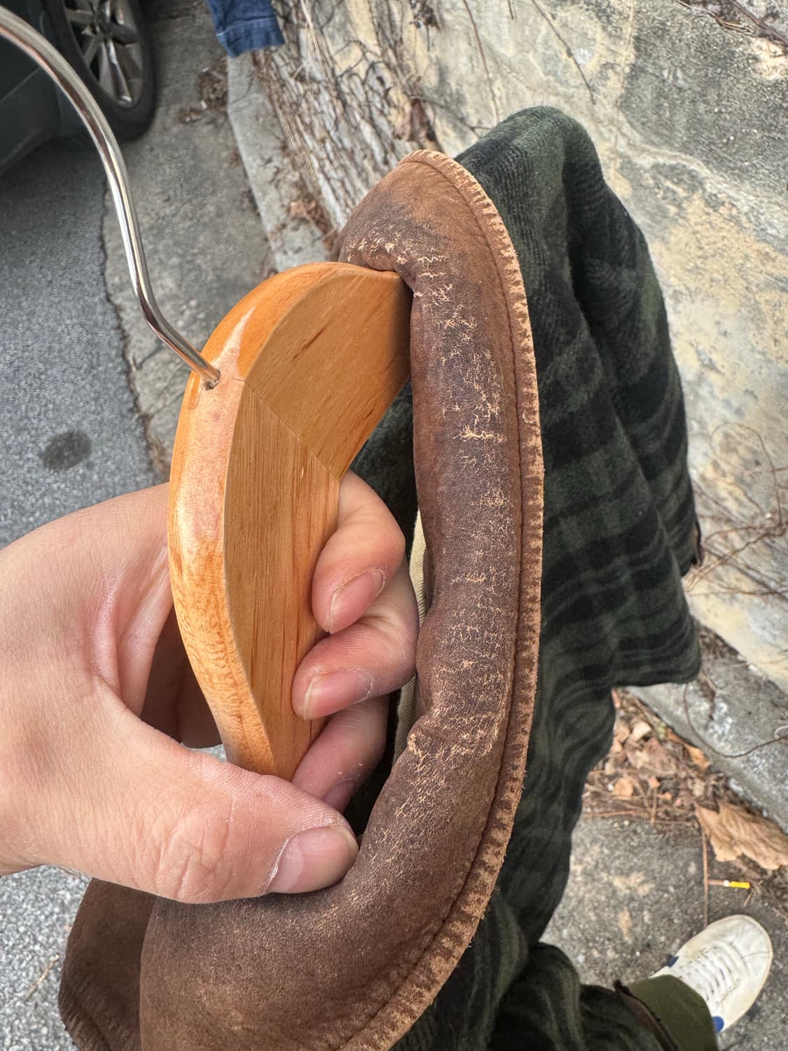 80s 브룩스브라더스 빈티지 타탄체크 레더 코트 자켓 상품이미지10