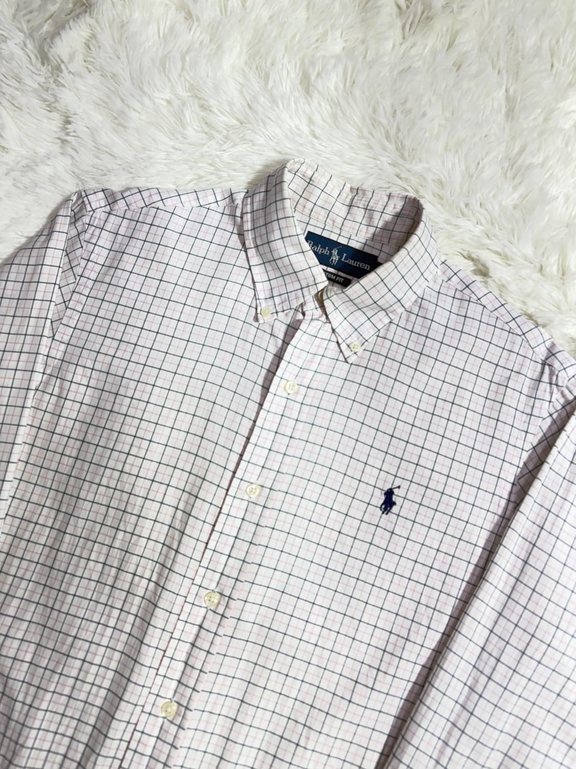 폴로 랄프로렌 핑크체크 네이비포니 셔츠  상품이미지4