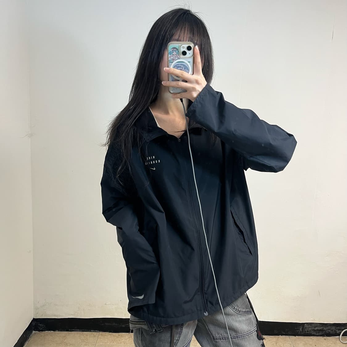 Nike black running windbreaker 상품이미지2