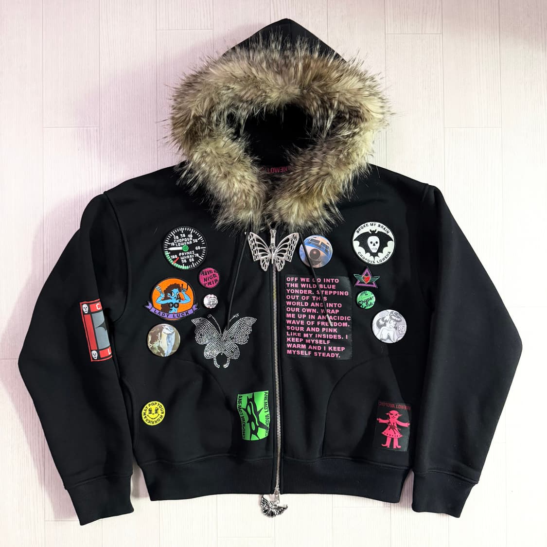 초포바 로위나 퍼 후드 집업 상품이미지1