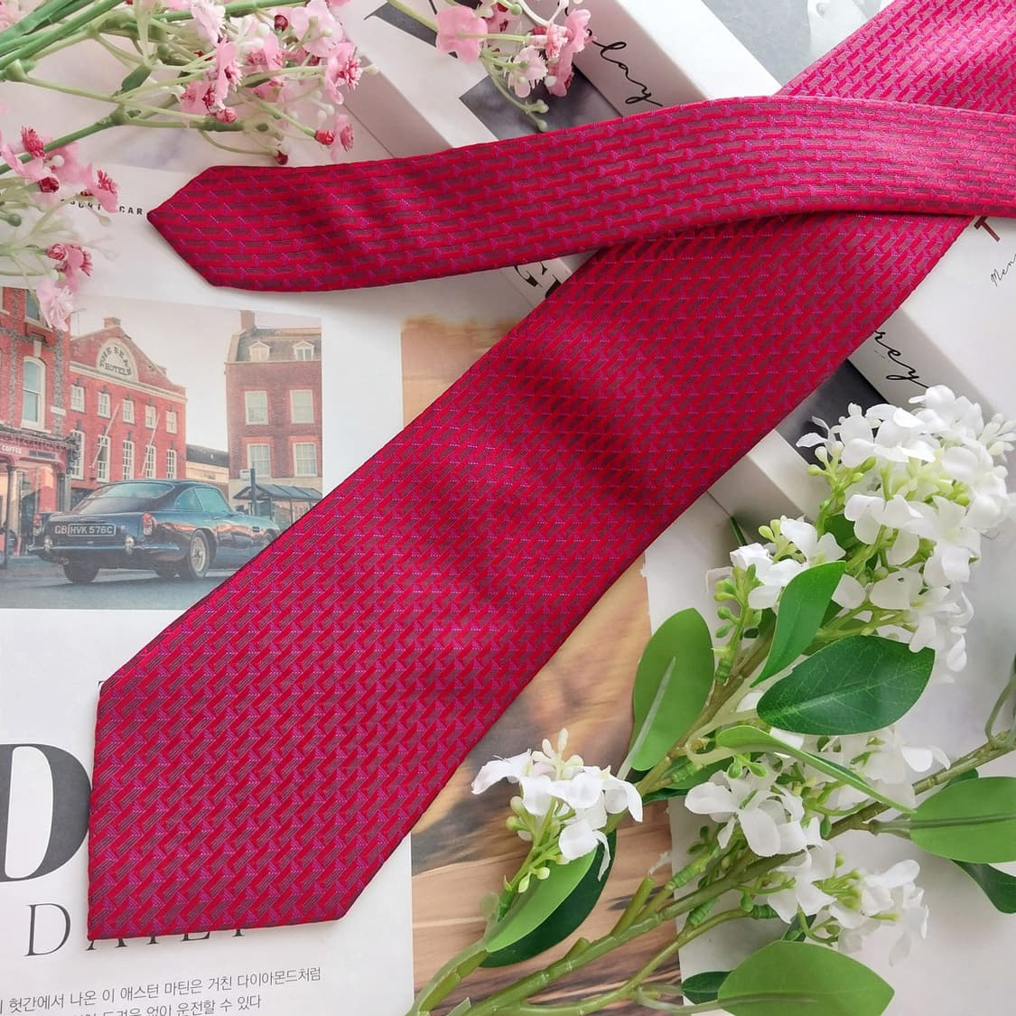 메트로시티 실크 레드 패턴 넥타이 8.5cm A+등급 K2344
 상품이미지3