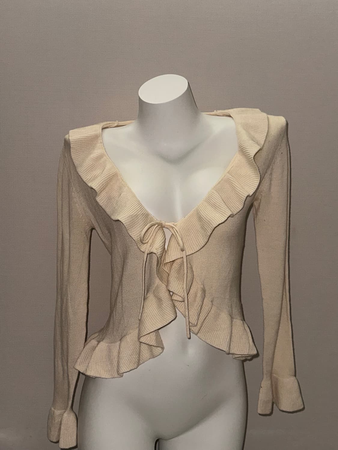 빈티지 아이보리 프릴 가디건 상품이미지3