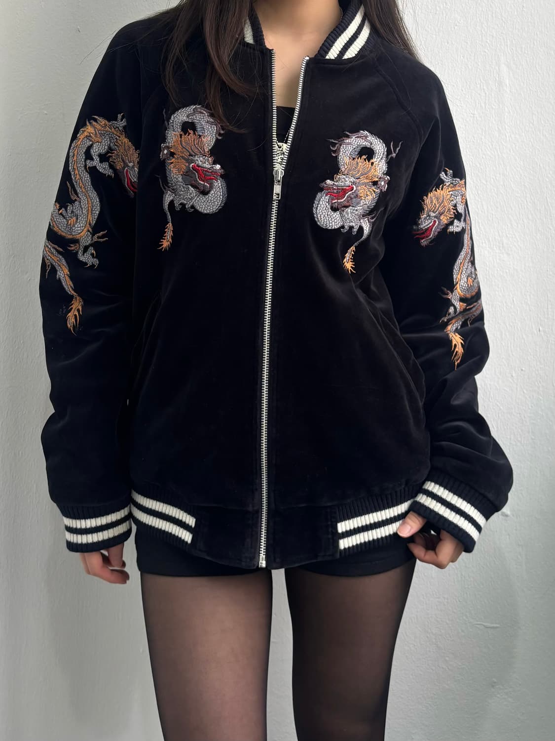 Hundredclub Velvet Dragon Skull Sukajan 상품이미지3