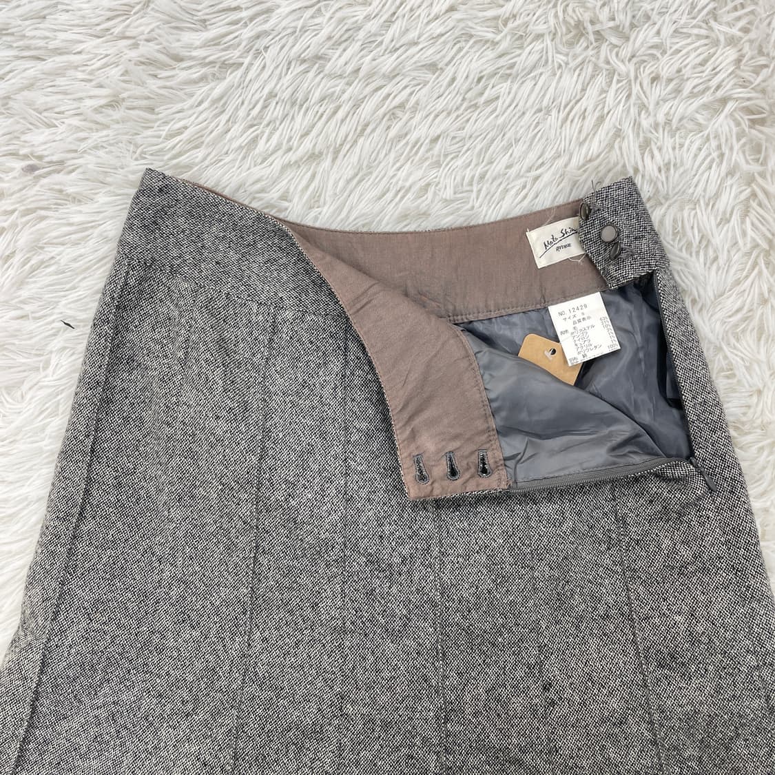 빈티지 그레이 울 플레어 미디 스커트 상품이미지6