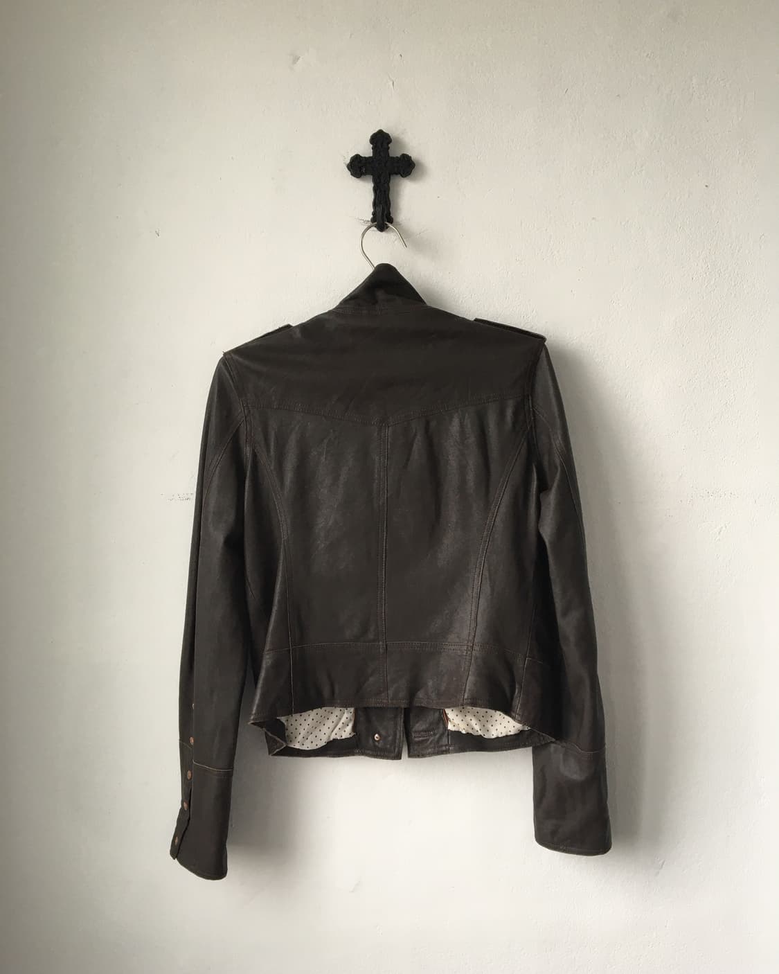 High neck button point lamb leather jack 상품이미지3