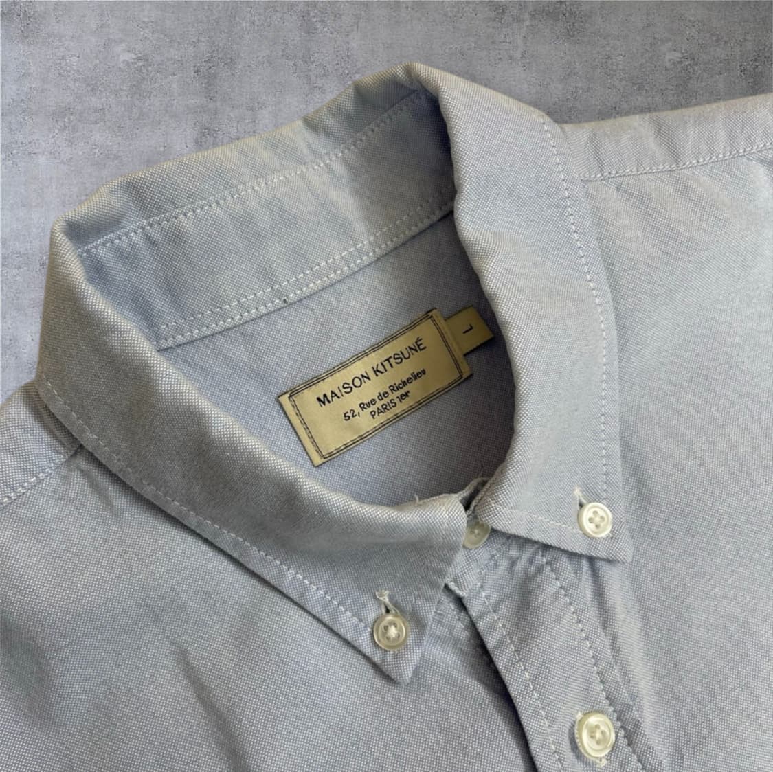 메종키츠네 스카이블루 트라이컬러 폭스패치 클래식 셔츠 L 상품이미지2