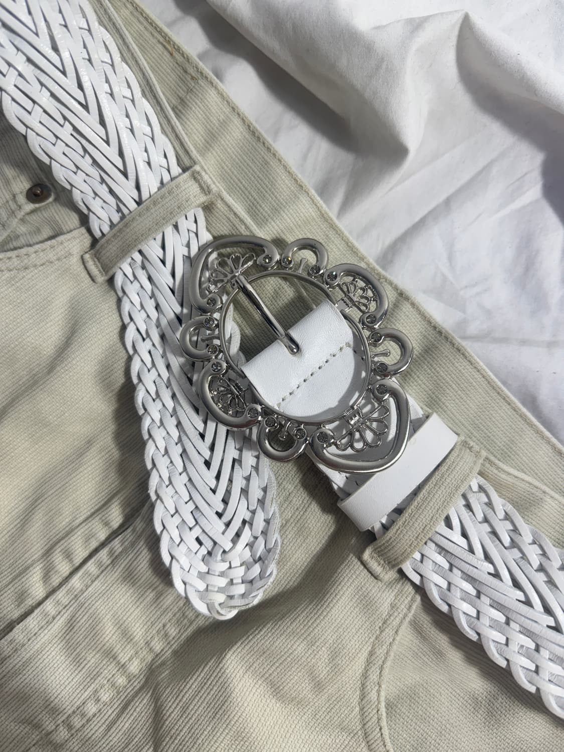 빈티지 오너먼트 버클 레더 벨트 크리스탈 y2k 상품이미지3