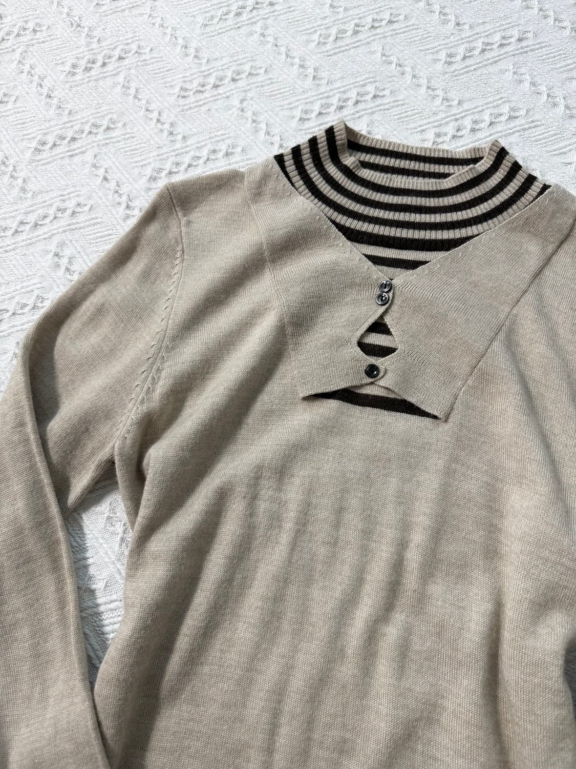 울 레이어드 니트 플라워 모티프 스커트 2pcs SET 상품이미지4