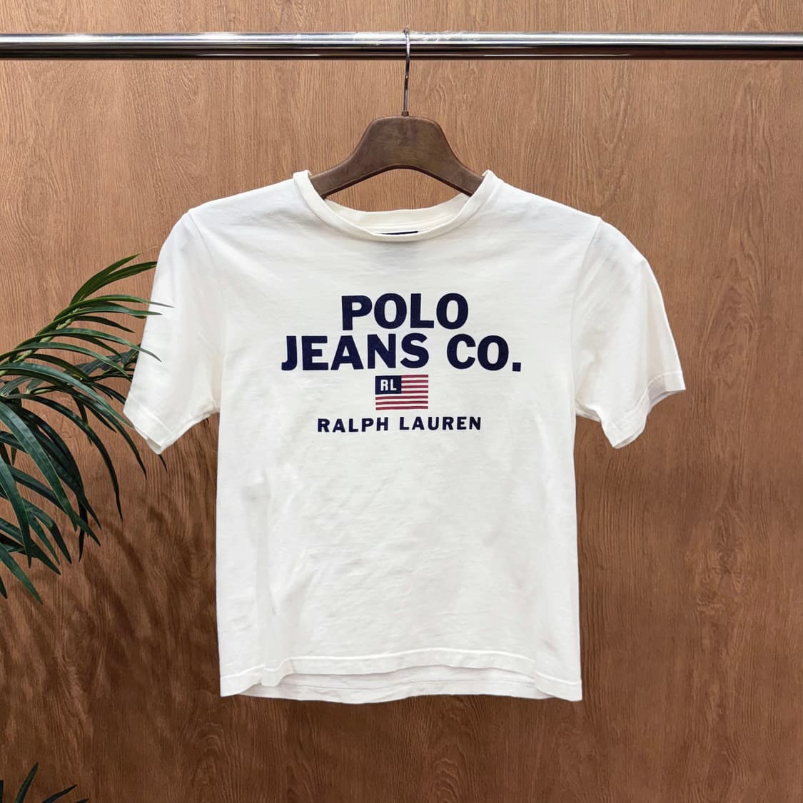 폴로 진스 코튼 반팔 티셔츠 로고 프린팅 라운드넥 디테일 화이트 상품이미지1