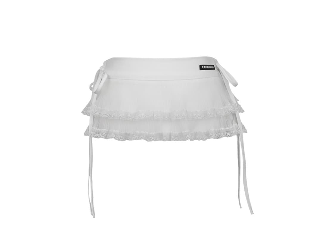 러프넥 레이스 레이어드 스커트 화이트 상품이미지1