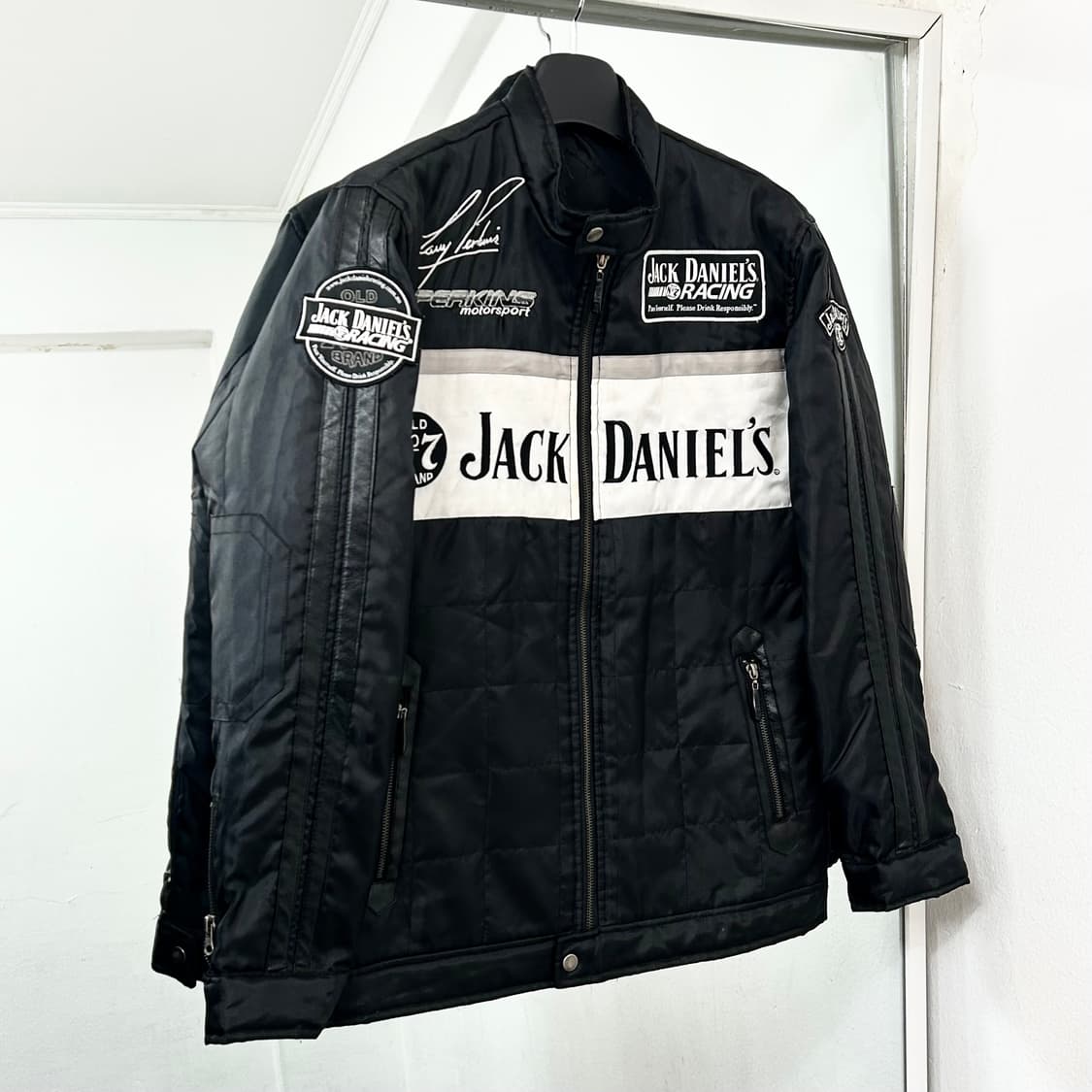 잭다니엘 퀼티드 레이싱 바이커 자켓 상품이미지5