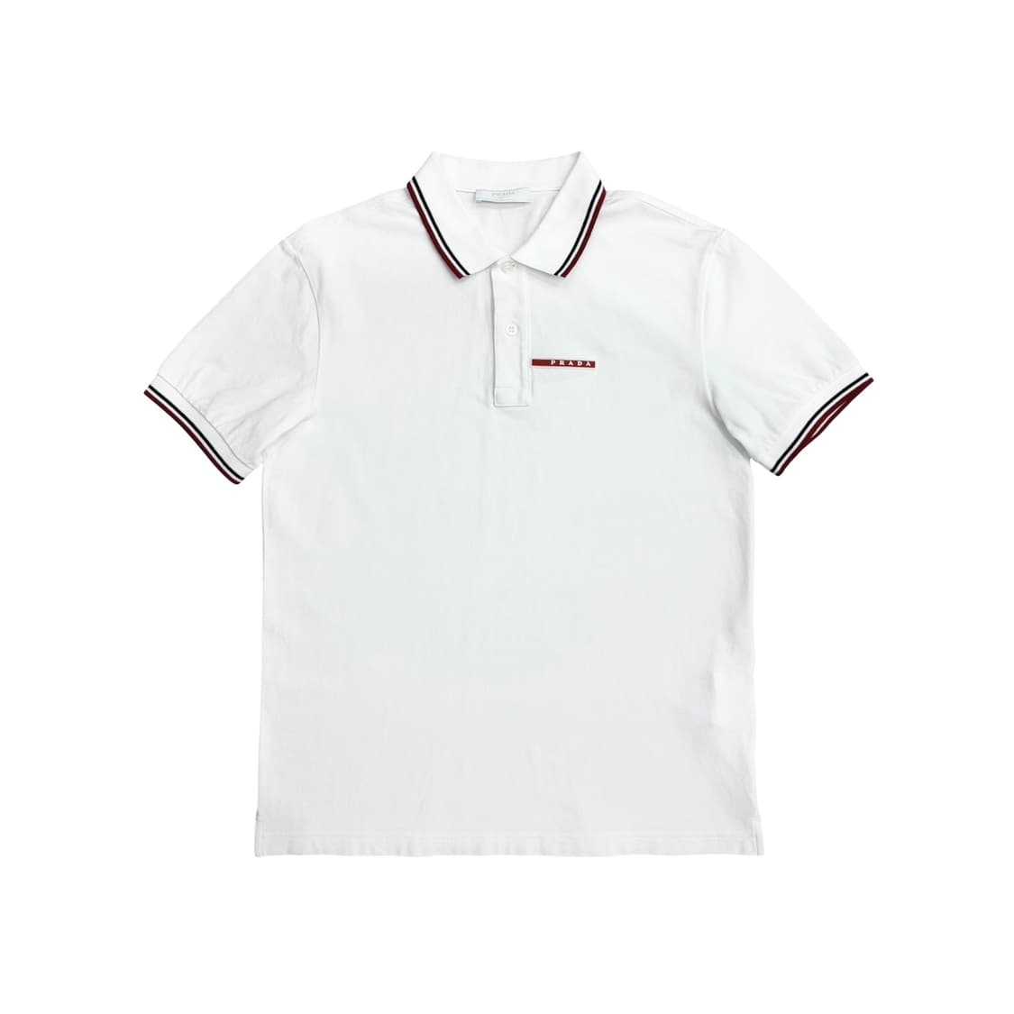 프라다 화이트 반팔 카라티 티셔츠 (M) 상품이미지1